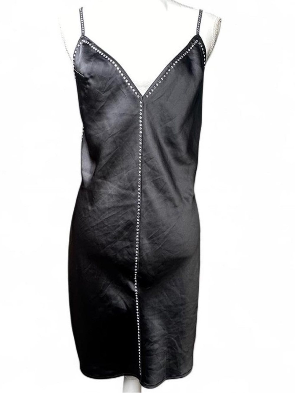 Victoria's Secret Black Slip Dress with Rhinestone Trim